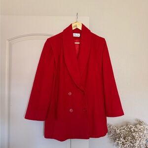 Herman Kaye | Vintage Red Double Breasted Wool Coat | Size 14 Petite (P2P 22”)
